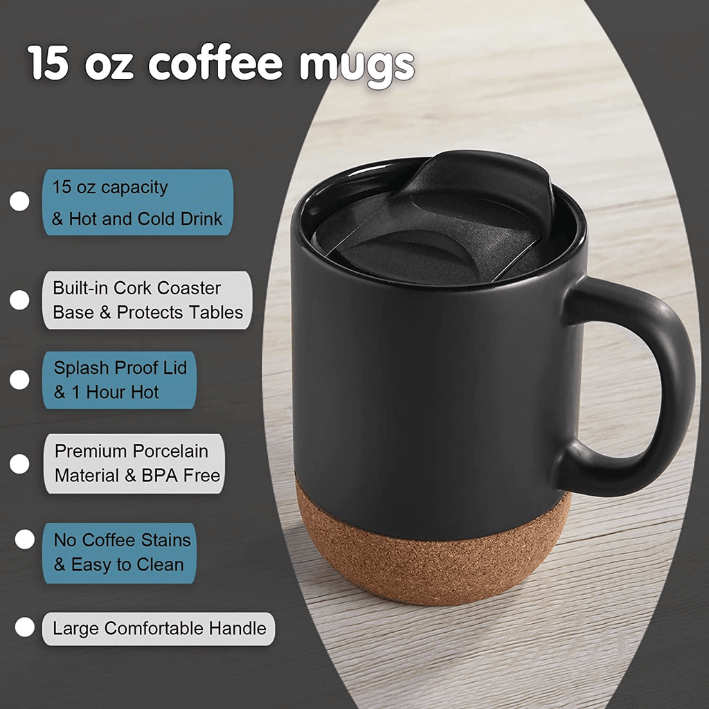 Black Mug with Cork Base